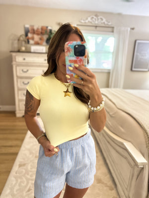 Shiela Ribbed Baby Tee - Banana