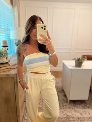 Ashlyn Contrast Piping Pants - Butter