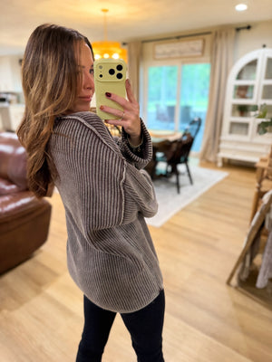 Wendy Washed Ribbed Folded Cuff Knit Sweater