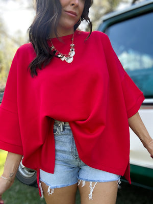 DOORBUSTER - Karli Side Slit Top - Ruby