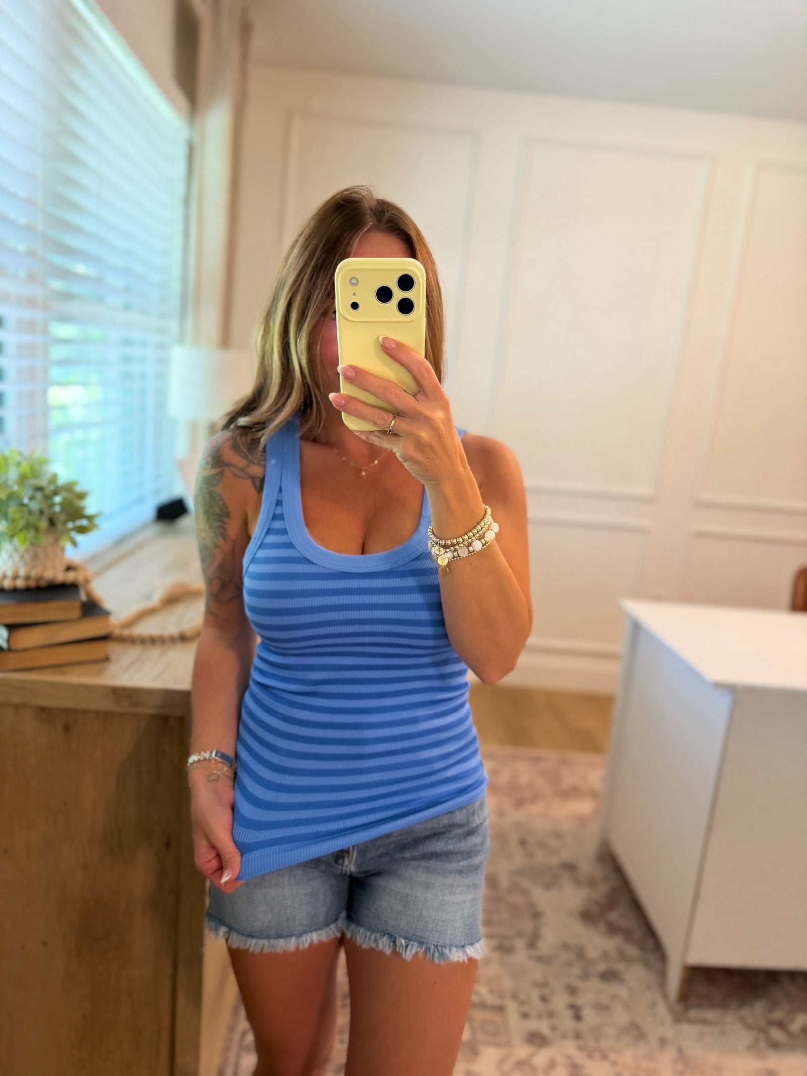 Drake Reversible Striped Tank Top - Marina