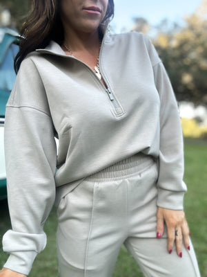 DOORBUSTER - Britt Half Zip Pullover - Ash Mocha