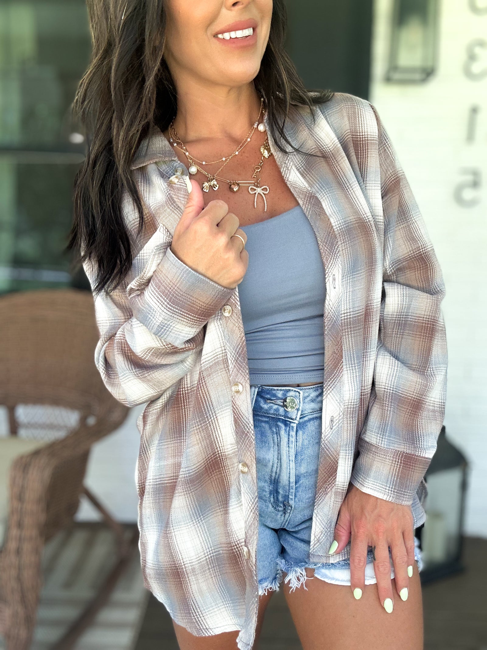 Cambell Plaid Button Down Top
