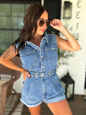 Danielle Washed Denim Romper