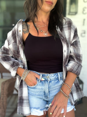 Dexter Plaid Button Down Top