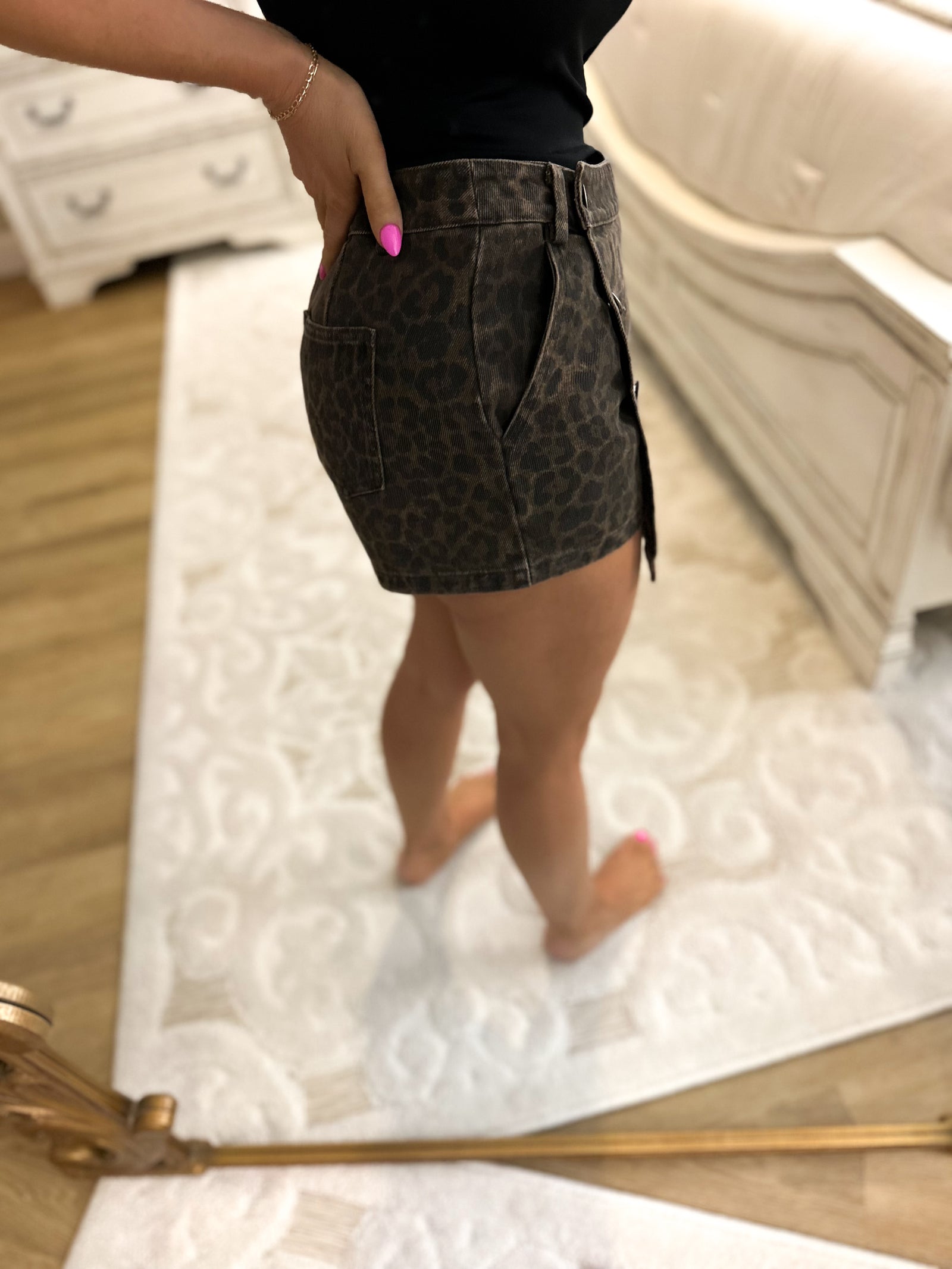 Everley Leopard Mini Skirt