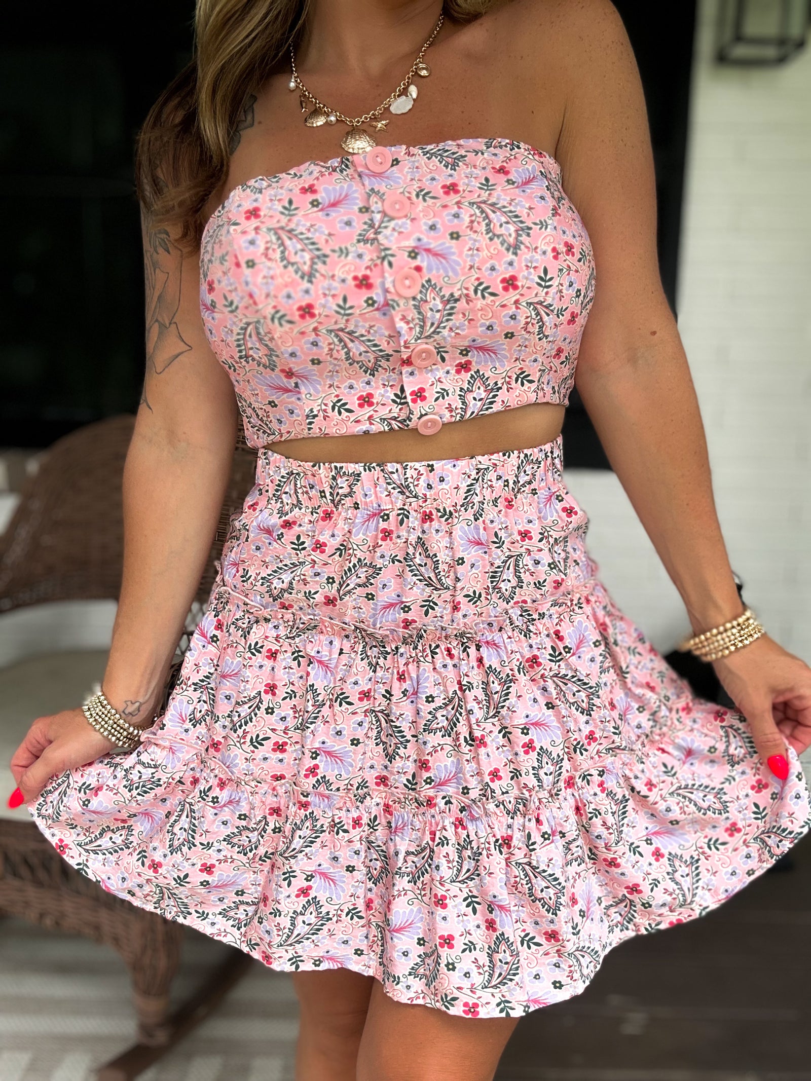 Making An Effort Floral Frill Skirt