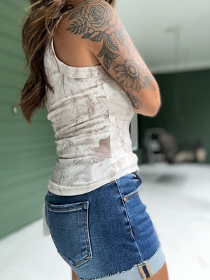 Whitney Washed Camo Rib Knit Tank - Brown