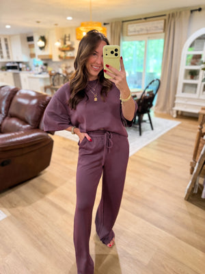Callum Scuba Drawstring Pants - Plum