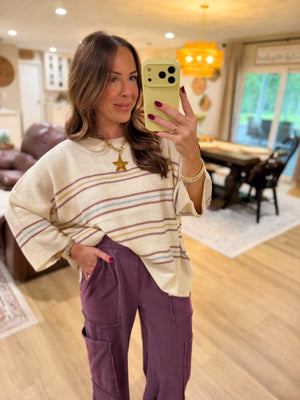 Brianna Striped Knit Drop Shoulder Top