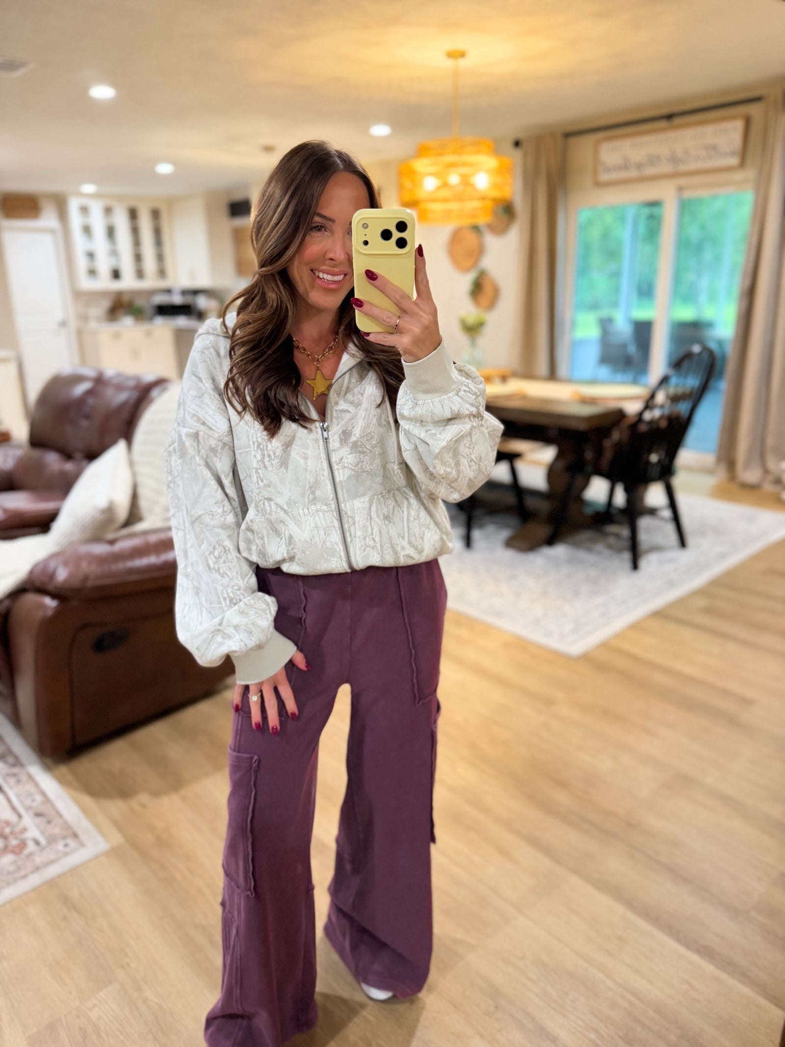 Gracie Gray Camo Zip Up Sweater