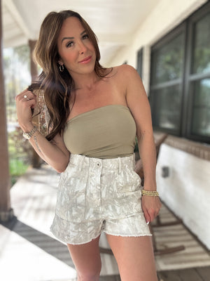 Cali Camo Denim Shorts
