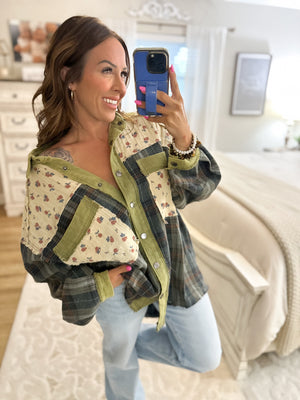 Linsey Vintage Patchwork Plaid Shirt Jacket
