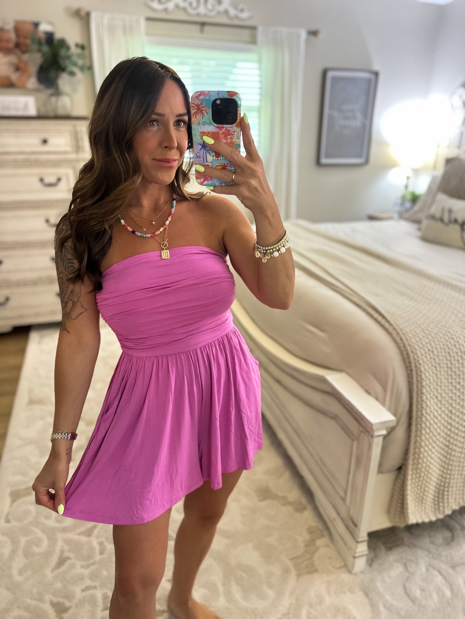 No Worries Strapless Romper - Purple