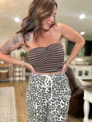 Lydia Striped Tube Top - Brown