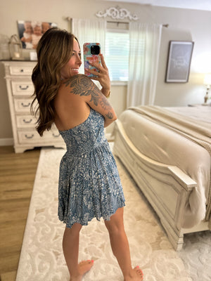Sidney Floral Print Halter Romper