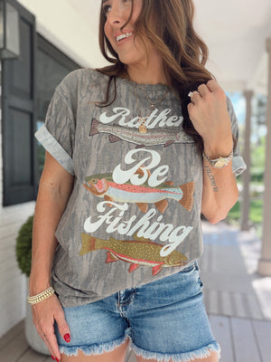 Rather Be Fishin' Mossy Oak Bottomland Tee