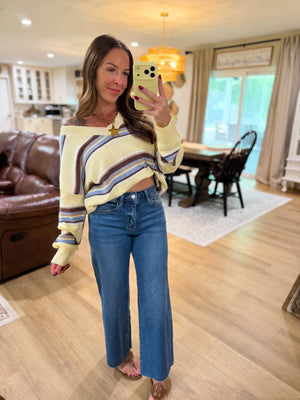 Angie Striped VNeck Sweater