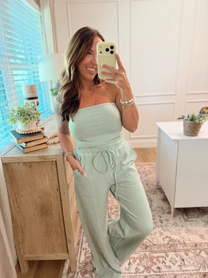 Georgina Striped Smocked Back Tube Top - Mint