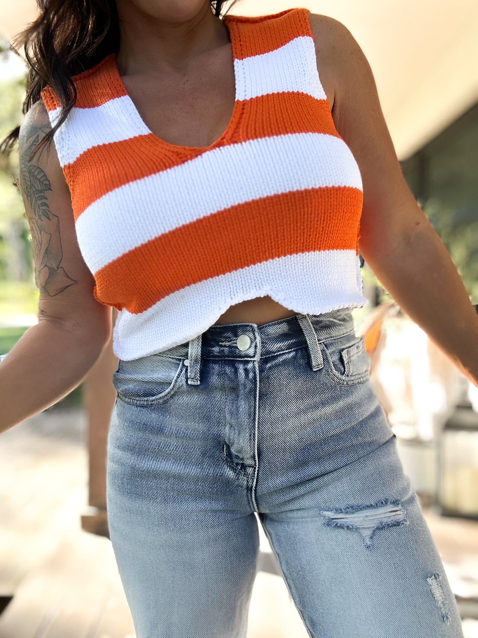 Audrie Striped Crop Top