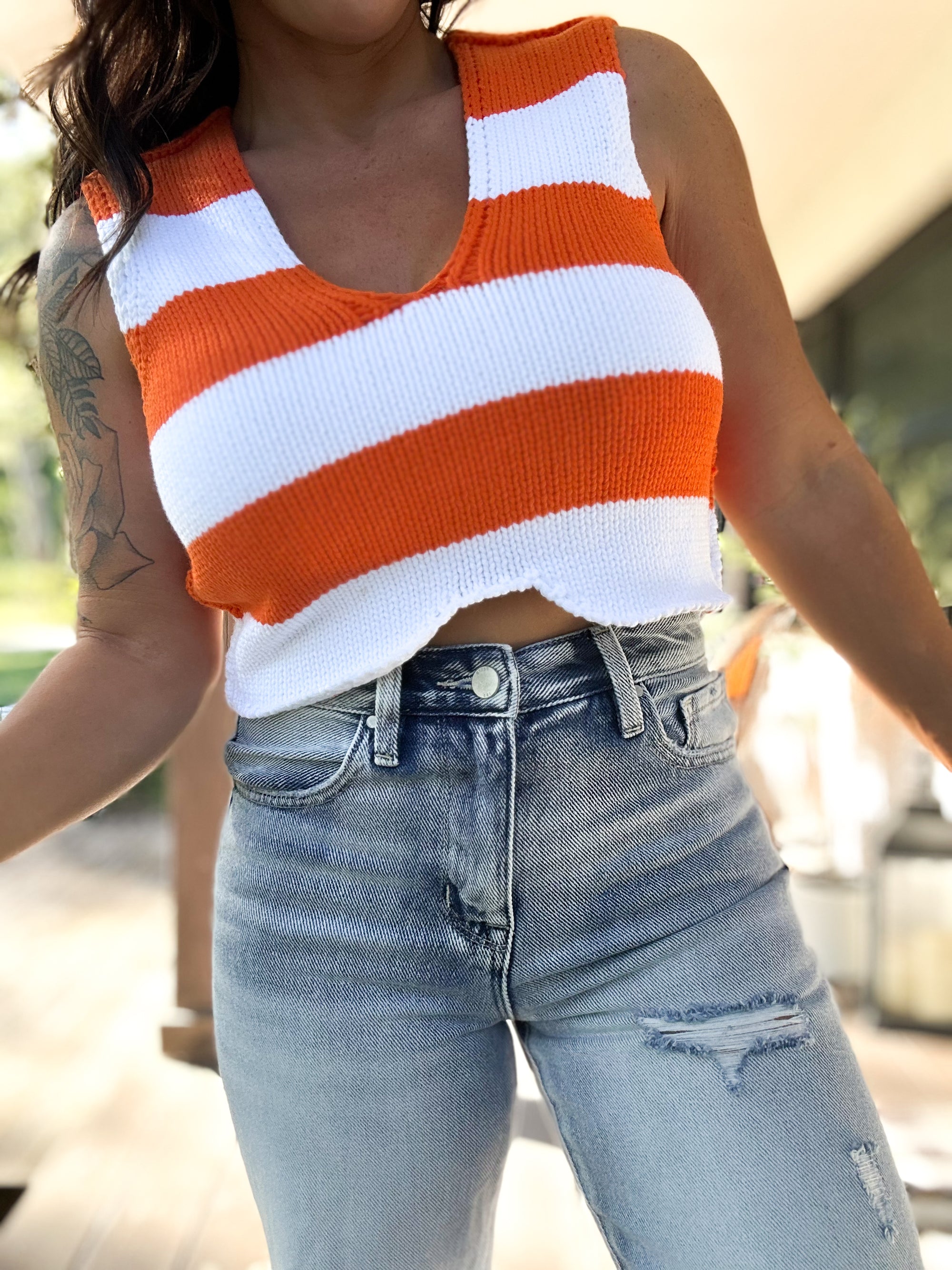 Audrie Striped Crop Top