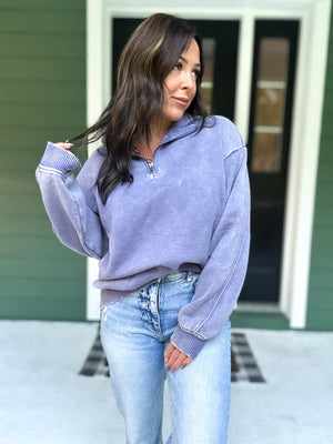 Hollis Acid Wash Fleece Half Zip Pullover