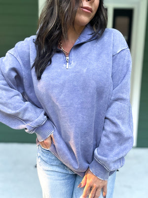 Hollis Acid Wash Fleece Half Zip Pullover