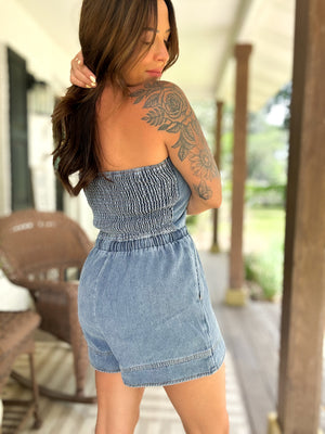 Keni Denim Jean Tube Romper