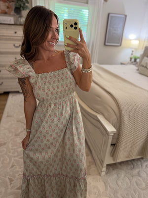 Channing Ruffle Sleeve Maxi Dress