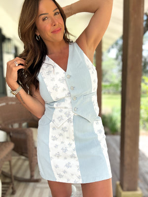 Kolby Ditsy Floral Denim Vest