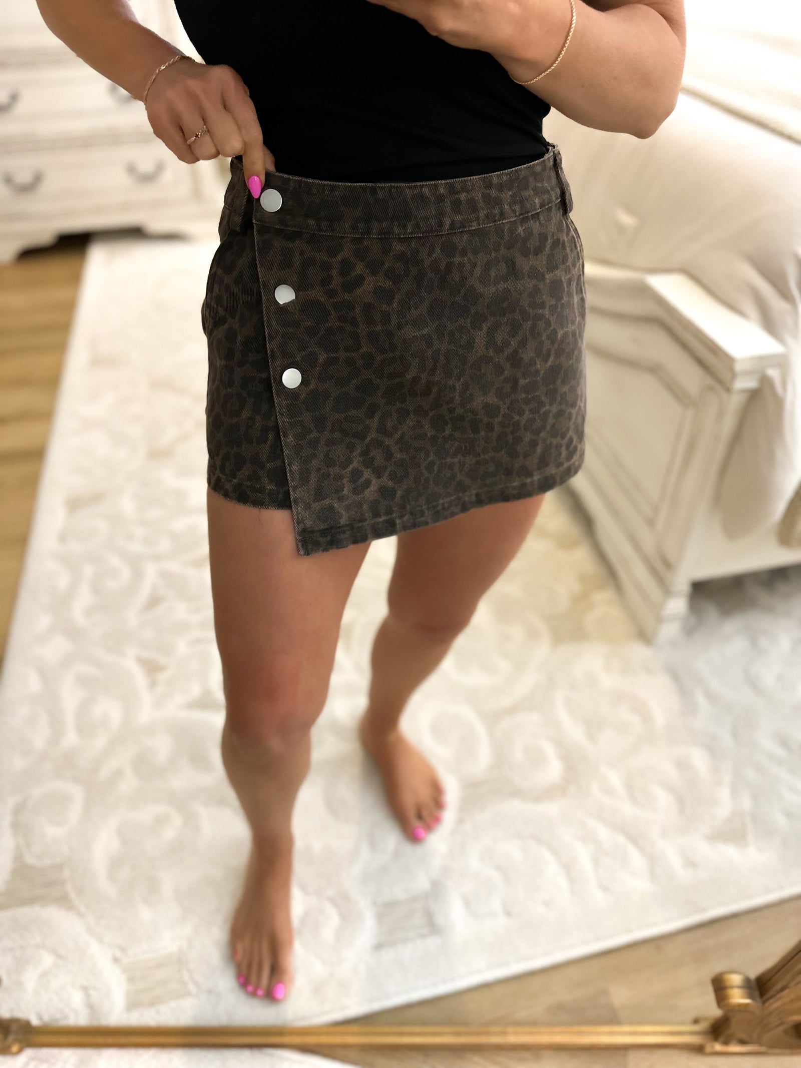 Everley Leopard Mini Skirt