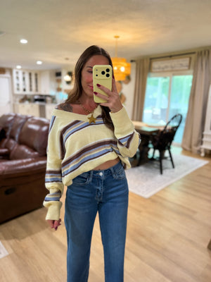 Angie Striped VNeck Sweater