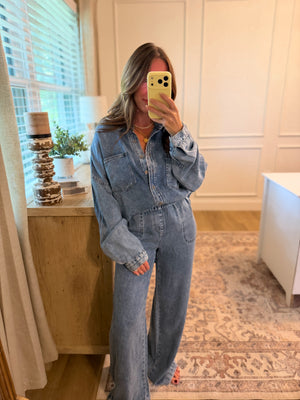 Franklin Washed Chambray Wide Leg Pants