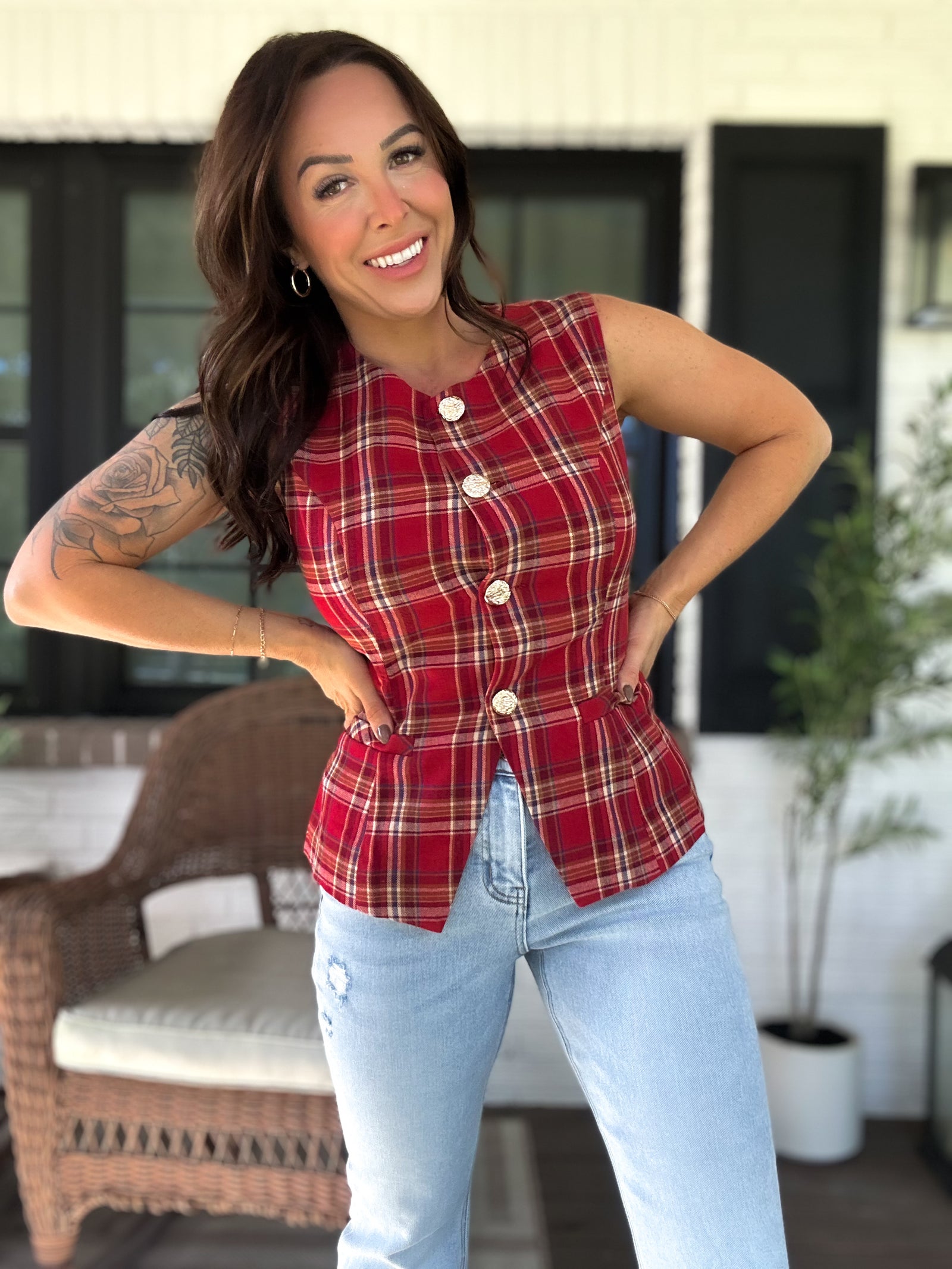 Samantha Christmas Holiday Plaid Vest
