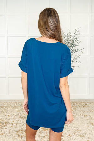 Buttery Soft V-Neck Bike Short Set in Lt Navy