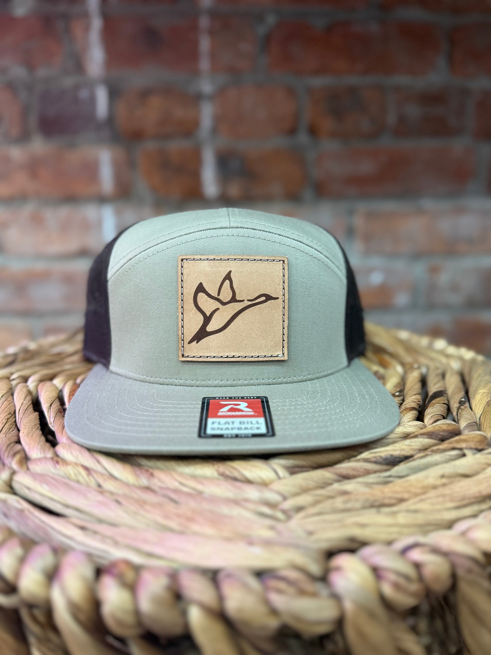 7 Panel Brown/Khaki Patch Hat