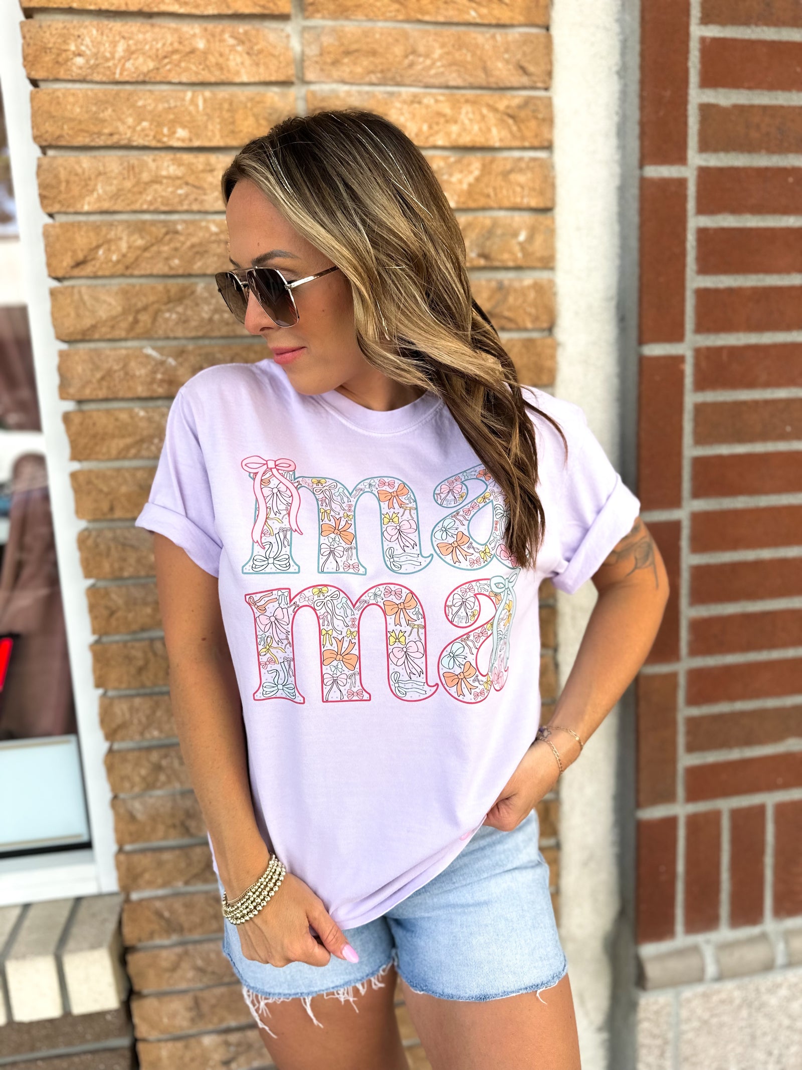 Mama Assorted Bows Comfort Colors Tee