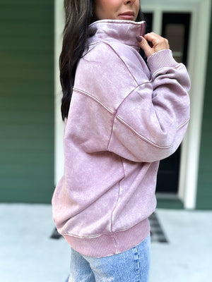 Hollis Acid Wash Fleece Half Zip Pullover