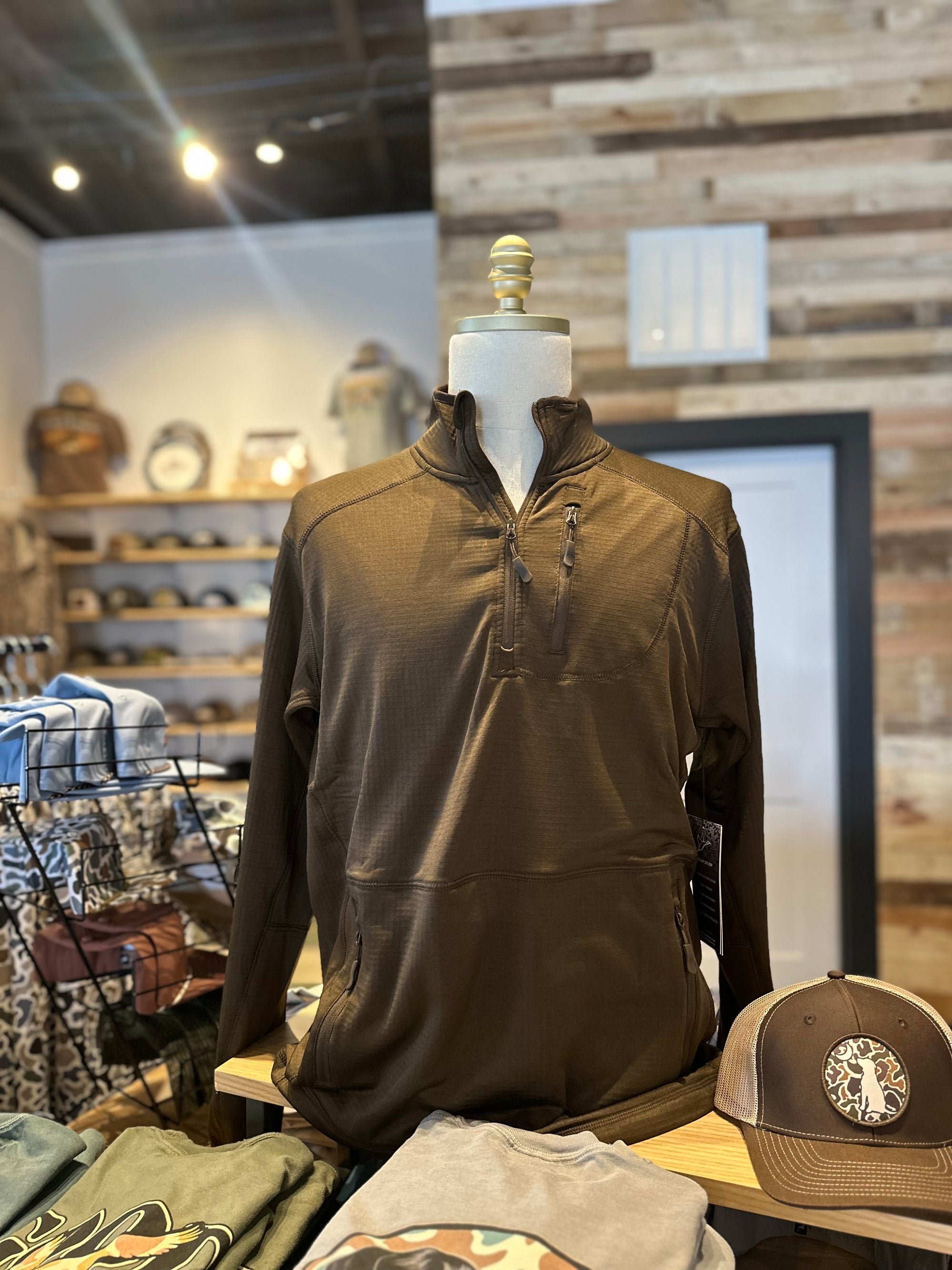 Nodak 1/4 Zip Waffle Fleece - Brown
