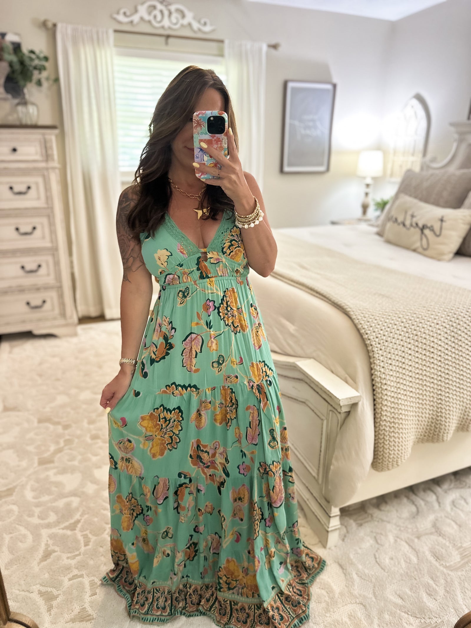Sydney Lace Trim Boho Maxi Dress