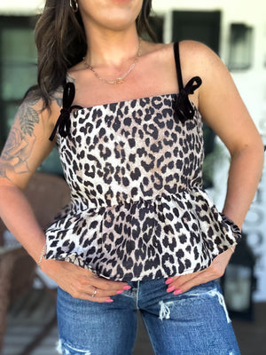 On The Prowl Leopard Jacquard Baby Doll Top