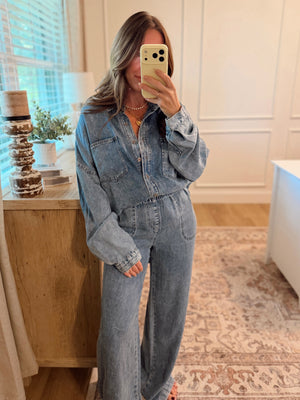 Franklin Washed Chambray Wide Leg Pants
