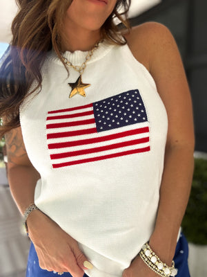 She's A Firecracker Halter Neck Sweater Top - Ivory