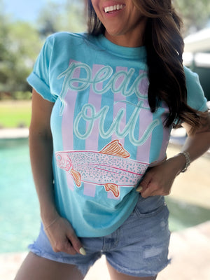 Peace Out Trout Comfort Colors Tee - Sapphire