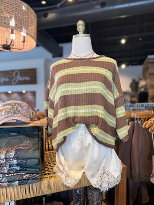 Lanette Slouchy Sleeve Striped Sweater