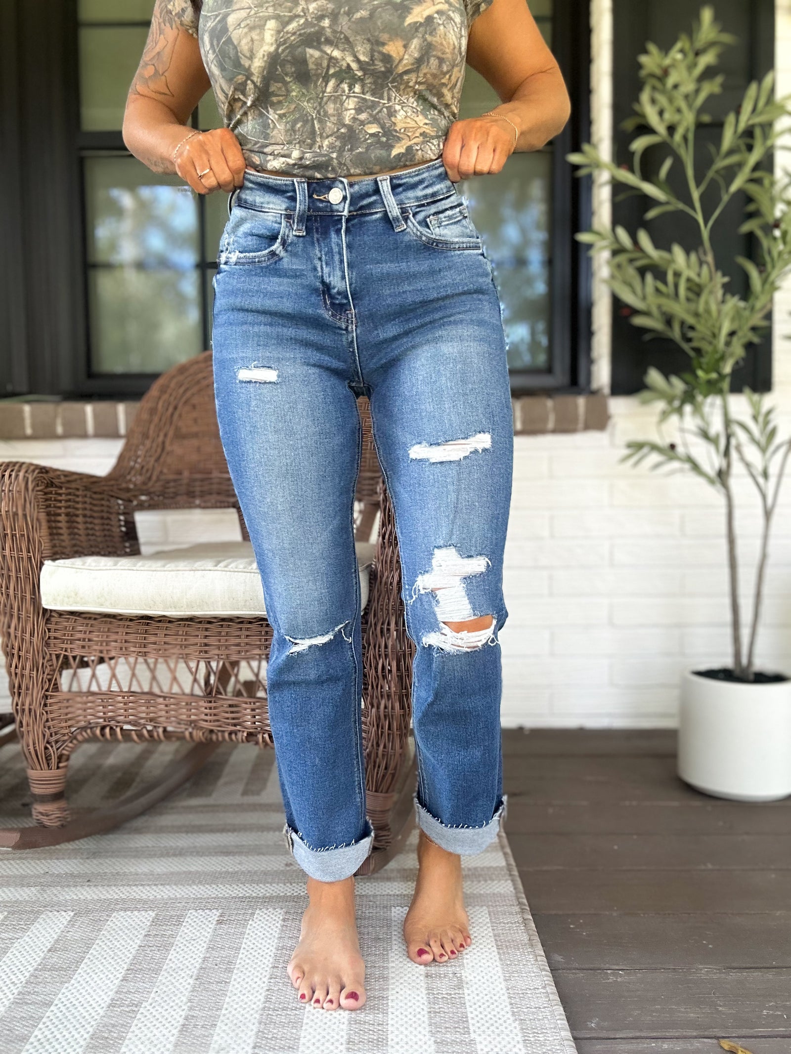 Consistent High Rise Slim Straight Leg Jeans