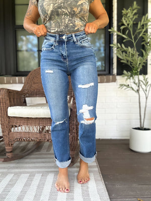 Consistent High Rise Slim Straight Leg Jeans