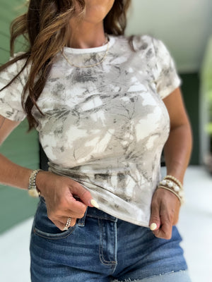 Nola Woodland Camo Jersey Baby Tee - White Camo