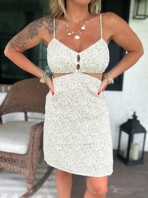 Bound To Fall Side Slit Mini Dress