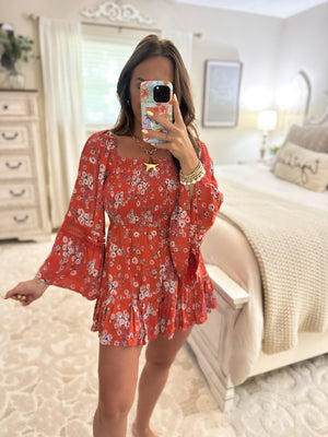 Harlow Smocked Crochet Floral Romper